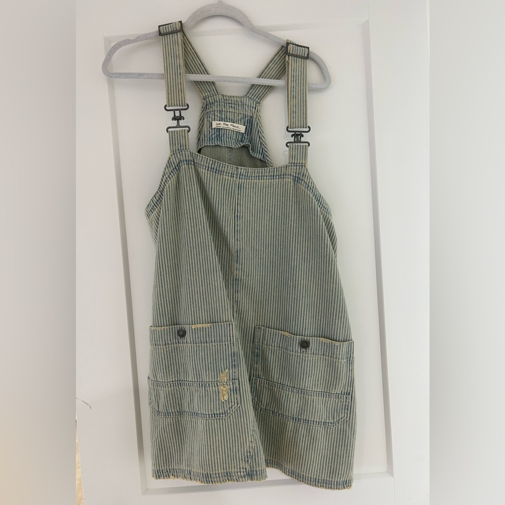Free People Striped Denim Overall Dress